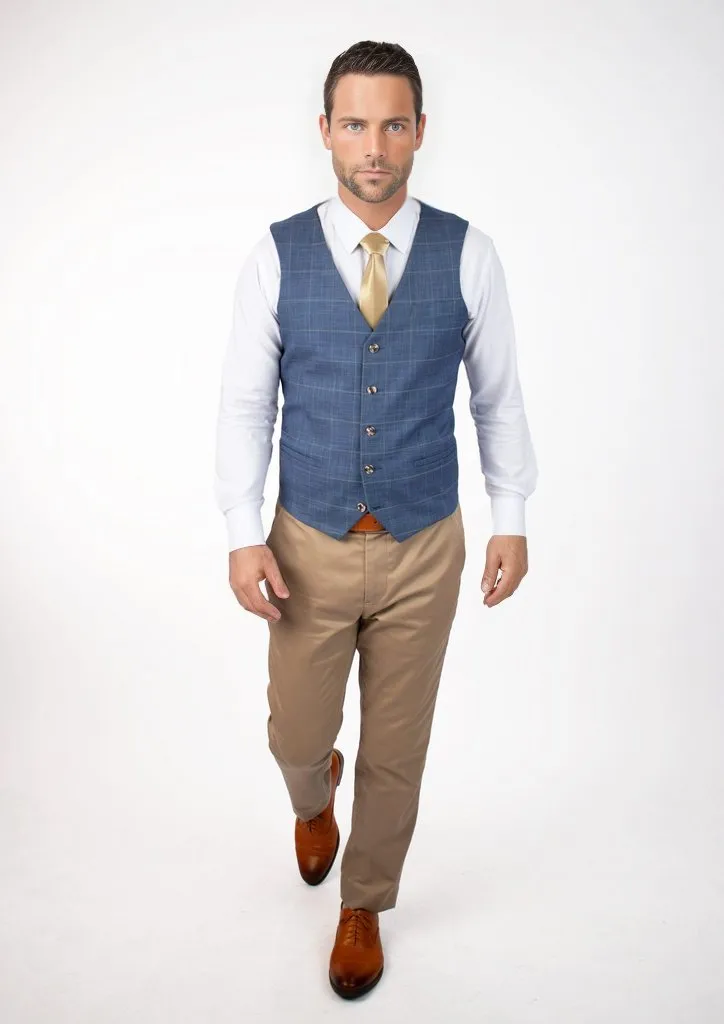 Sky Blue Windowpane Vest sold by Sartoro product image thumbnail 3