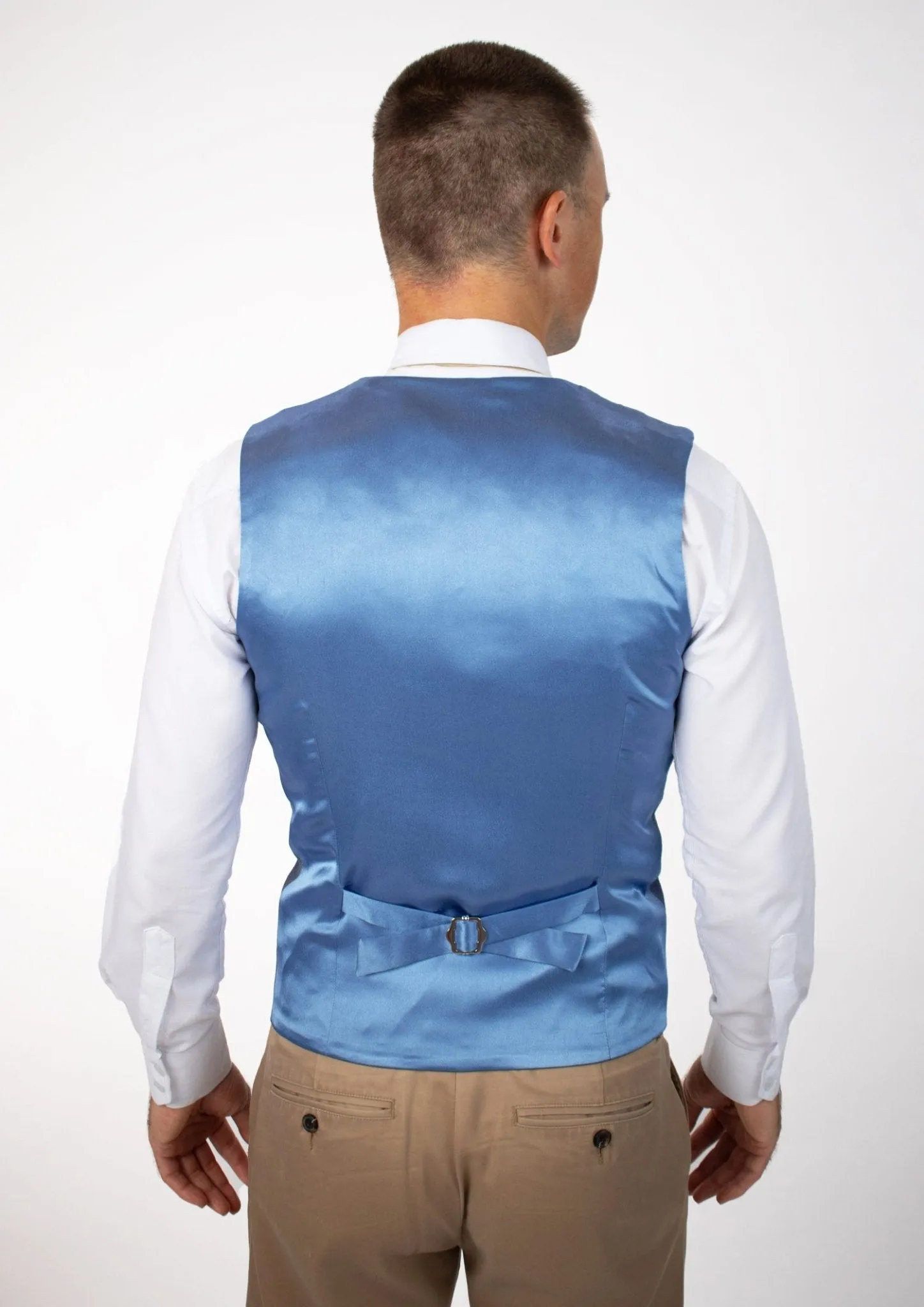 Sky Blue Windowpane Vest sold by Sartoro product image thumbnail 4