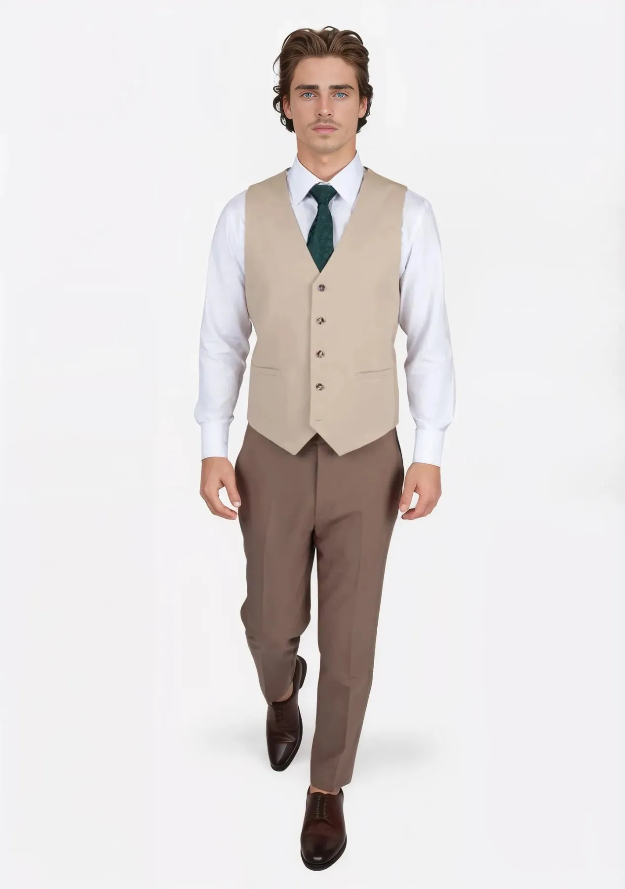 Simply Taupe Linen Blend Vest sold by Sartoro product image thumbnail 3