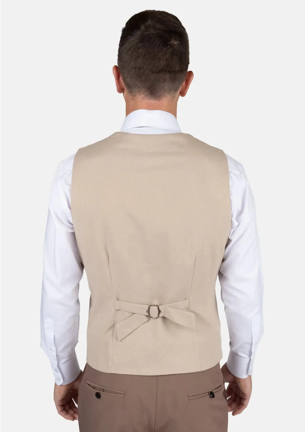 Simply Taupe Linen Blend Vest sold by Sartoro product image thumbnail 4