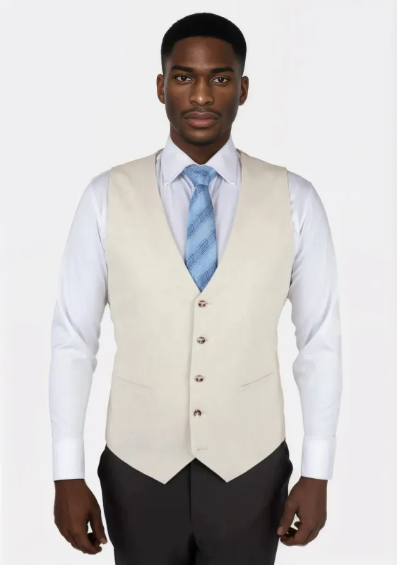 Sand Linen Blend Vest sold by Sartoro