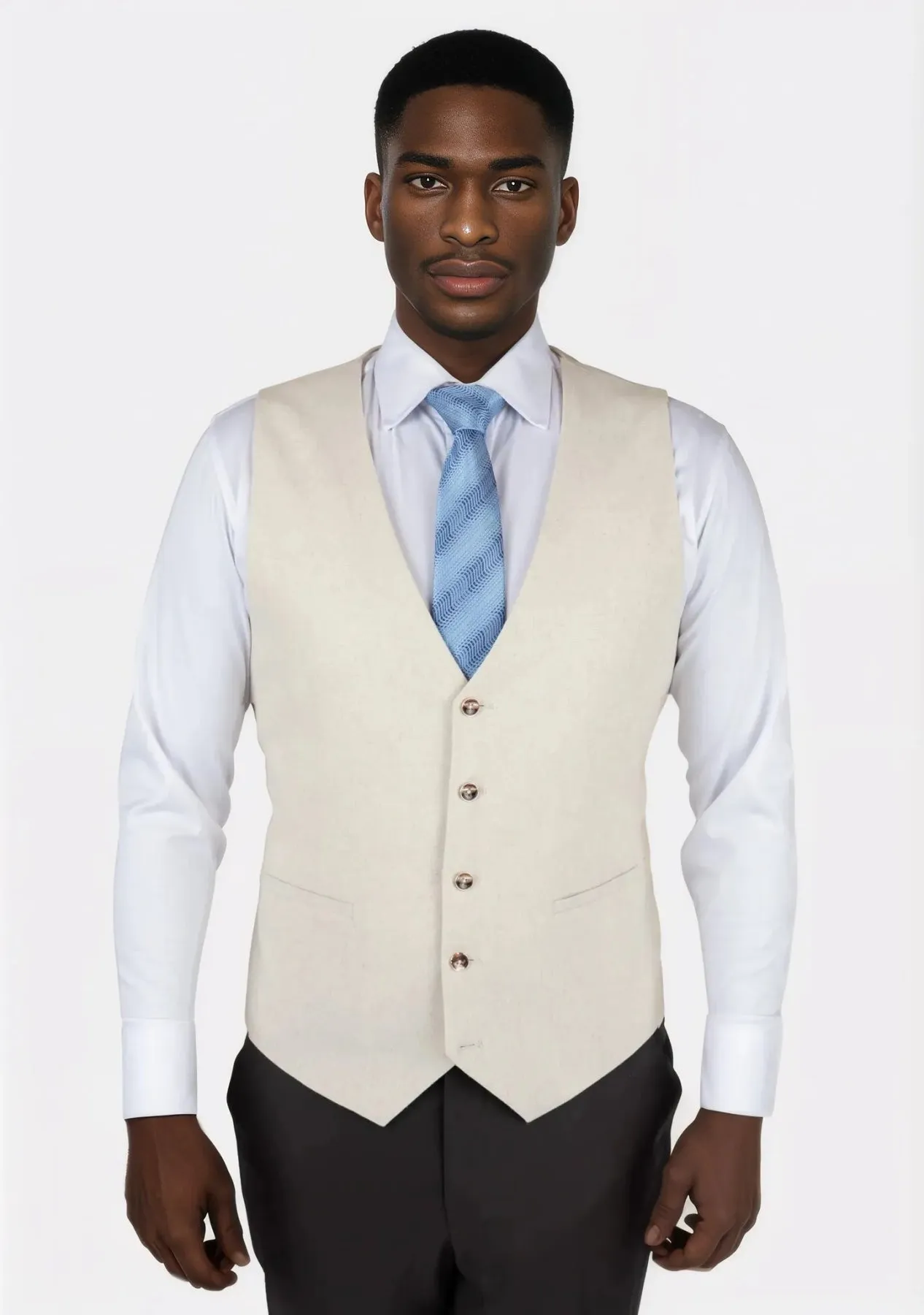 Sand Linen Blend Vest sold by Sartoro