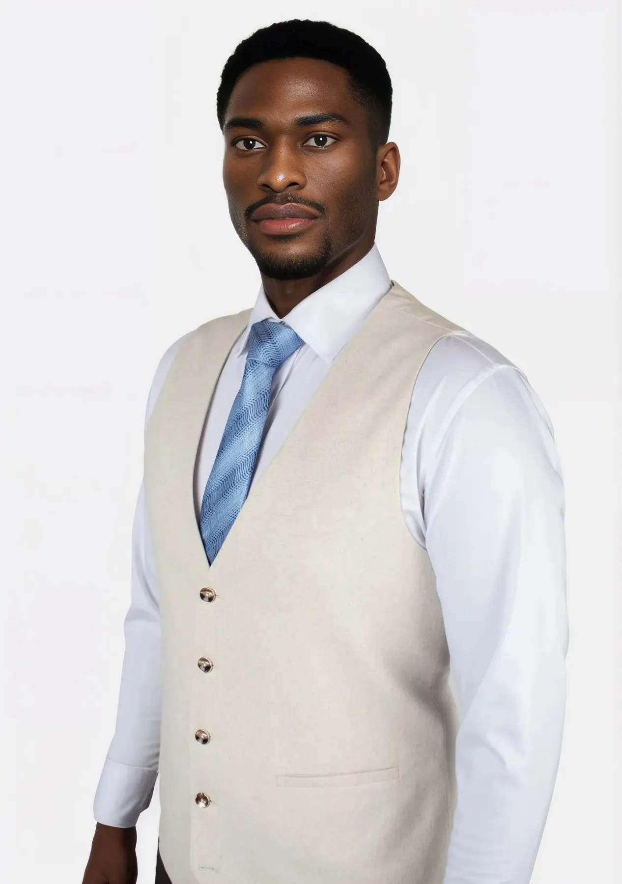 Sand Linen Blend Vest sold by Sartoro product image thumbnail 2