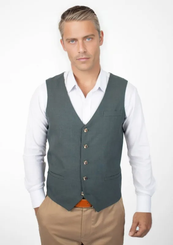 Sage Sharkskin Vest sold by Sartoro