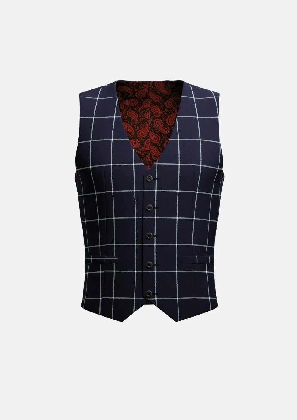 Regal Navy Windowpane Vest sold by Sartoro