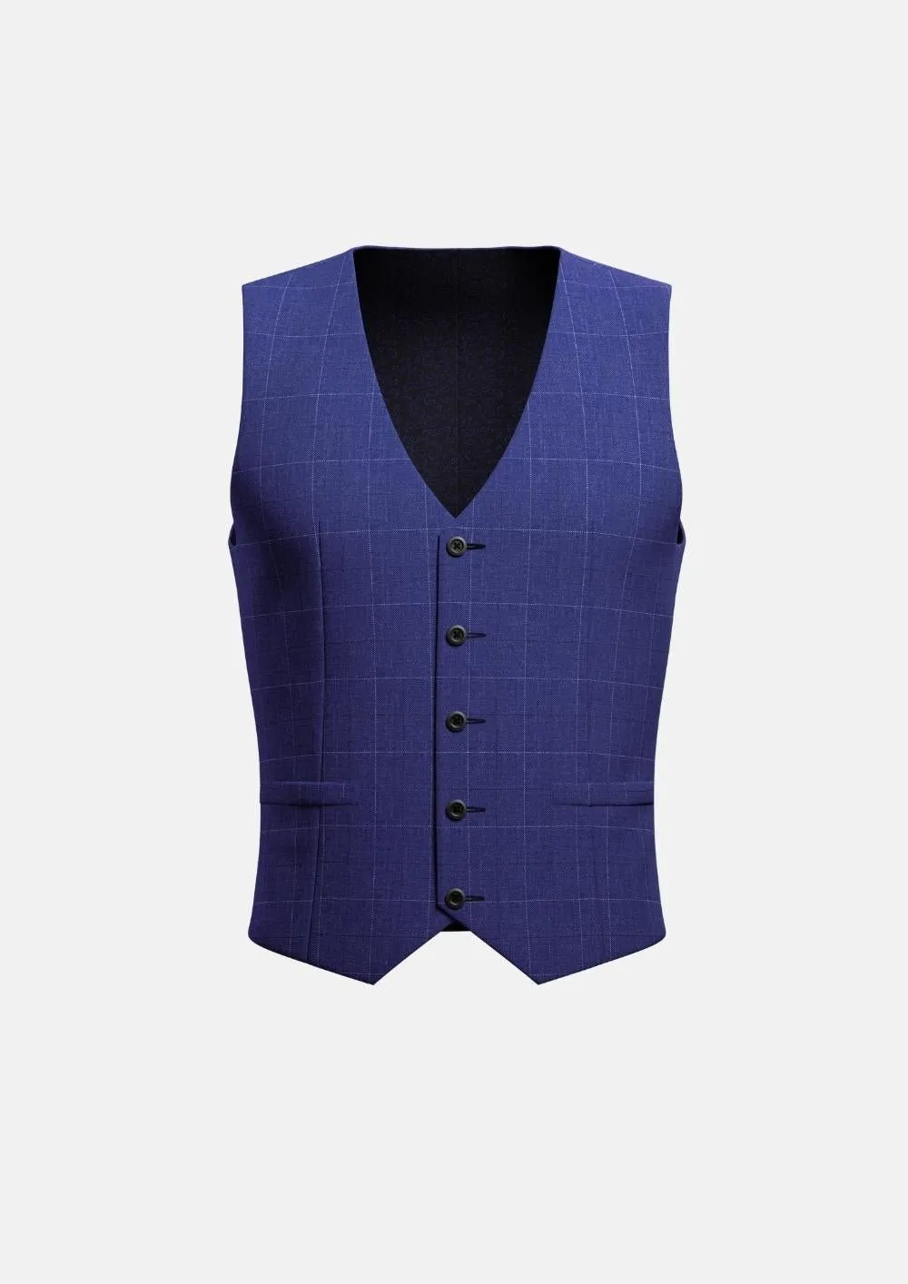 Regal Blue Windowpane Vest sold by Sartoro