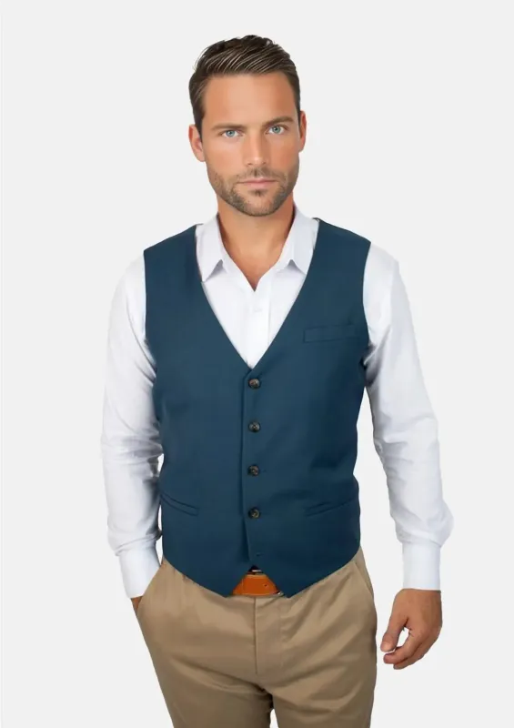 Prussian Teal Twill Vest sold by Sartoro