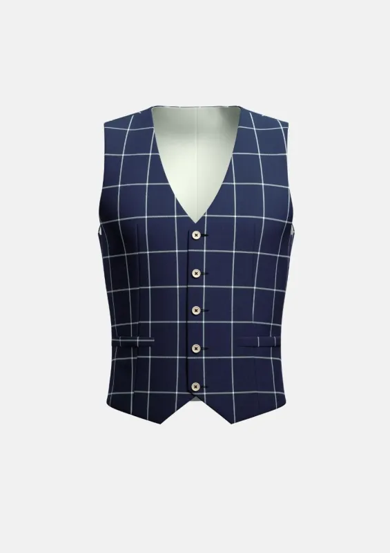 Oxford Blue Windowpane Vest sold by Sartoro