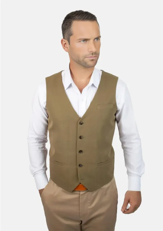 British Khaki Cotton Vest sold by Sartoro