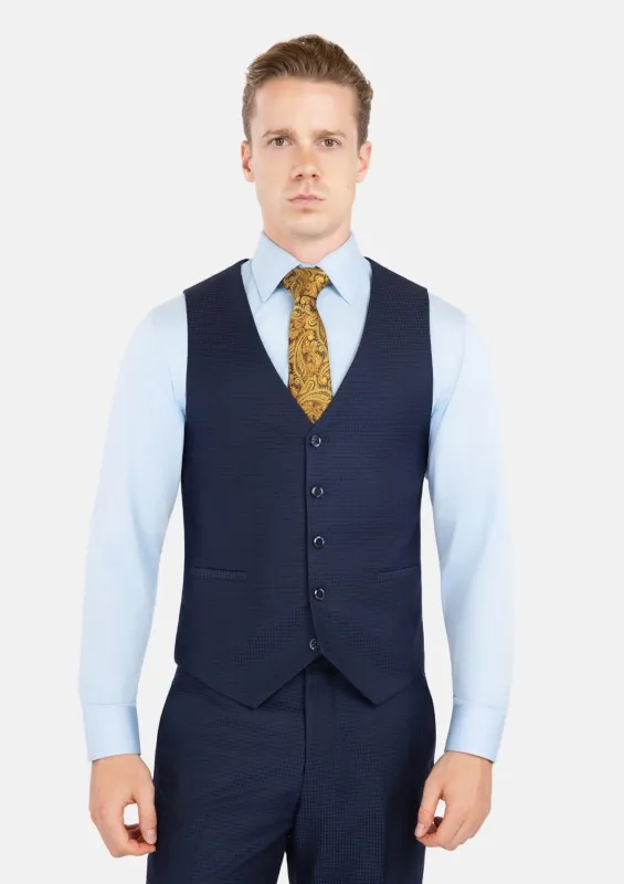 Navy Microcheck Vest sold by Sartoro