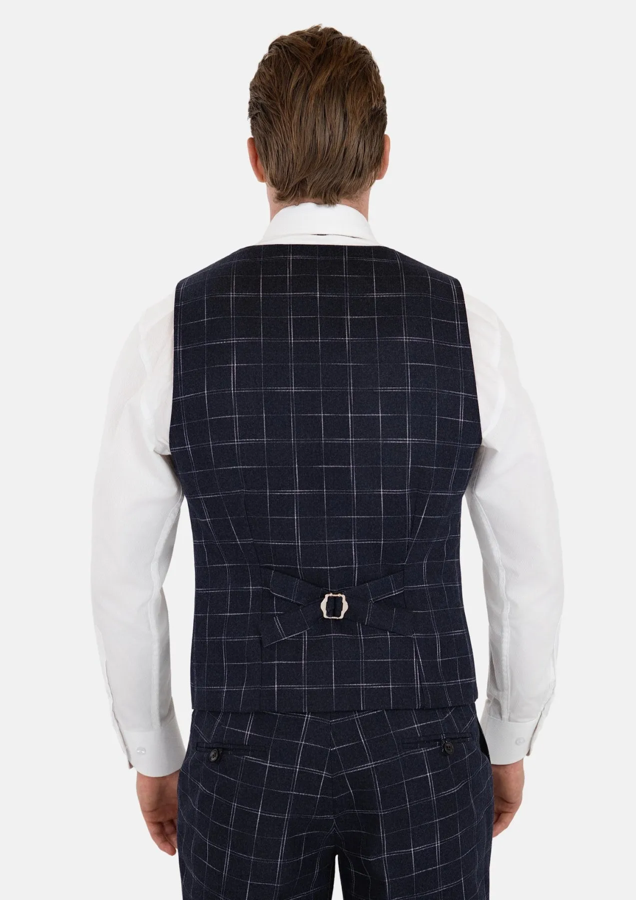 Navy Flannel Windowpane Vest sold by Sartoro product image thumbnail 3