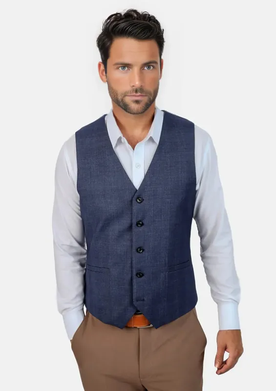 Midnight Blue Prince of Wales Vest sold by Sartoro