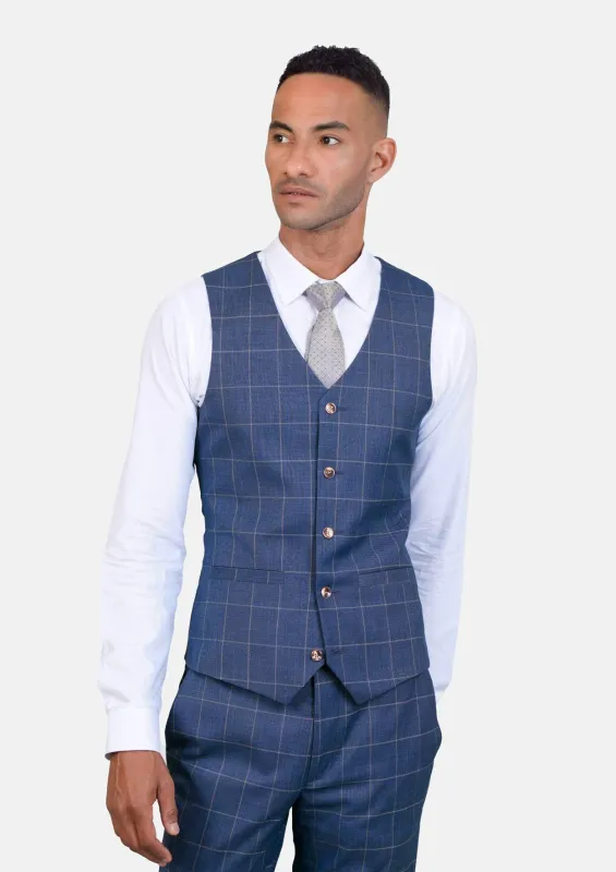 Lapis Blue Windowpane Vest sold by Sartoro