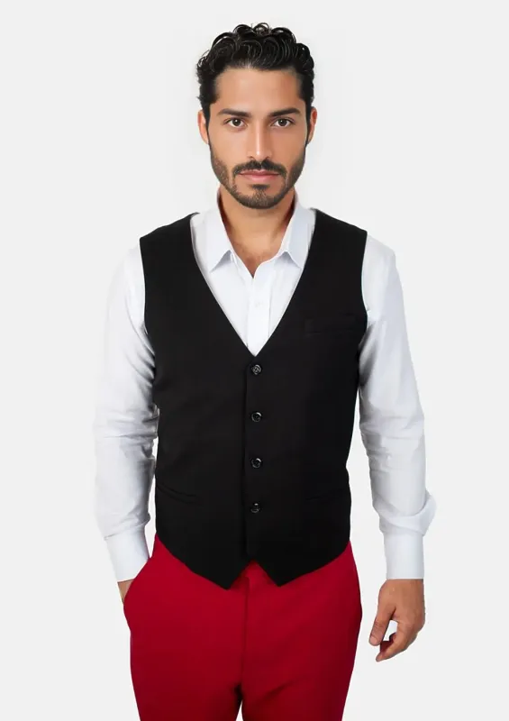 Jet Black Twill Vest sold by Sartoro