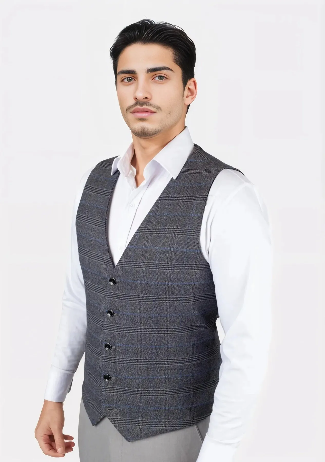 Dark Grey Prince of Wales Vest sold by Sartoro product image thumbnail 2