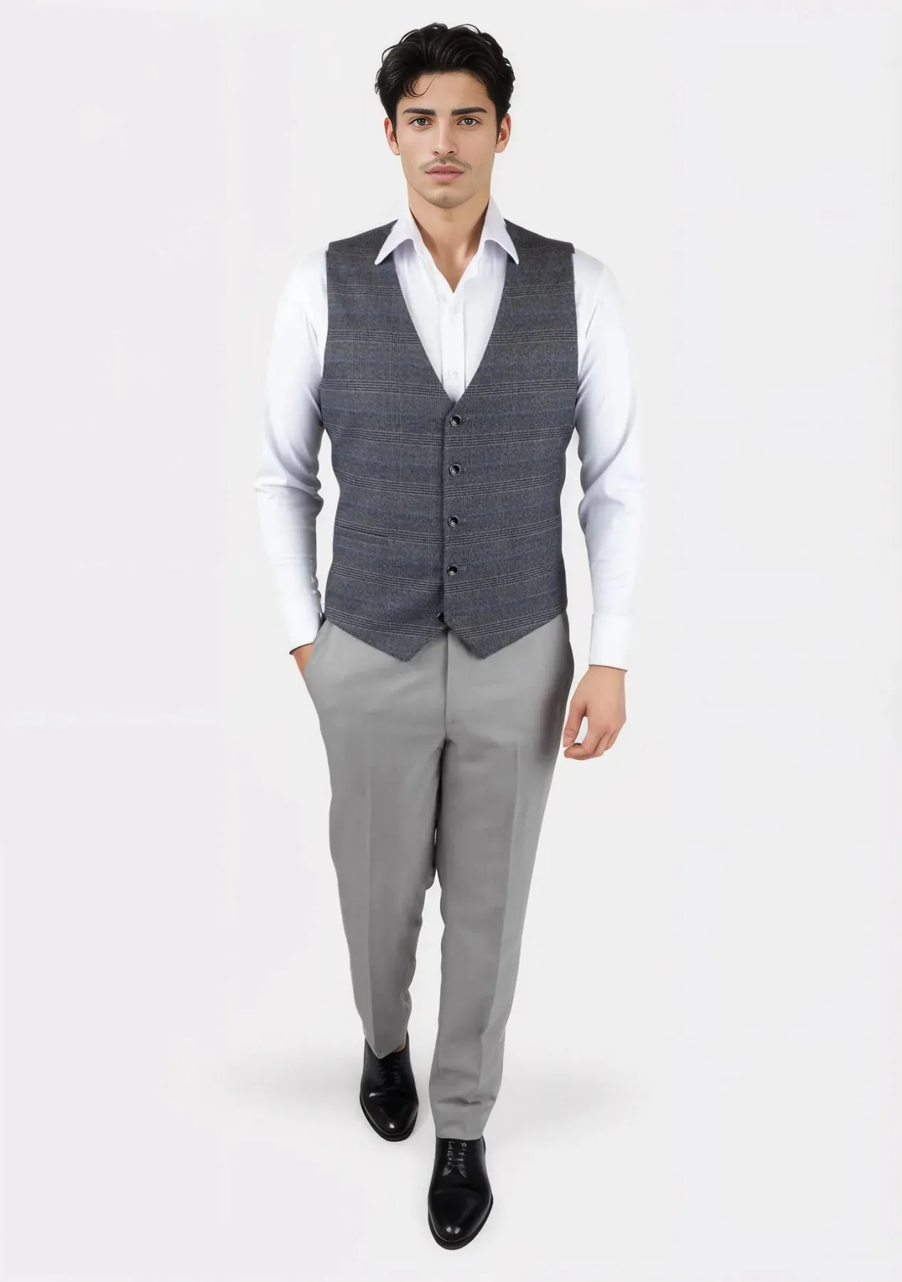Dark Grey Prince of Wales Vest sold by Sartoro product image thumbnail 3