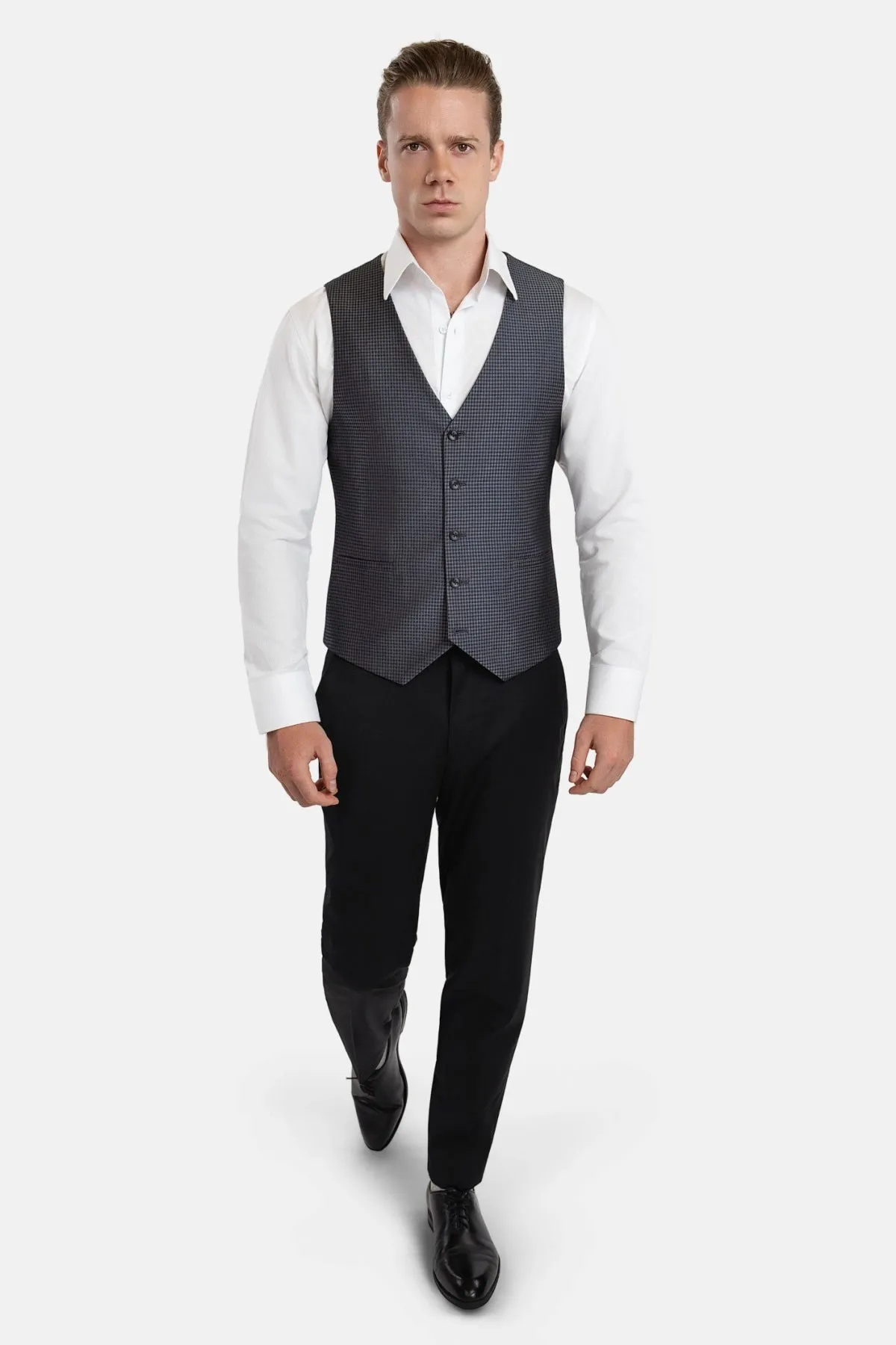 Grey Microcheck Vest sold by Sartoro product image thumbnail 3
