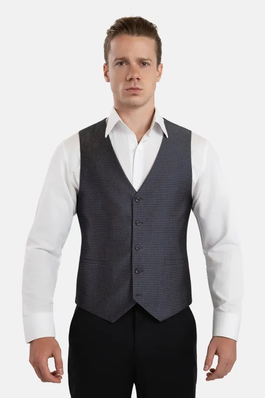 Grey Microcheck Vest sold by Sartoro