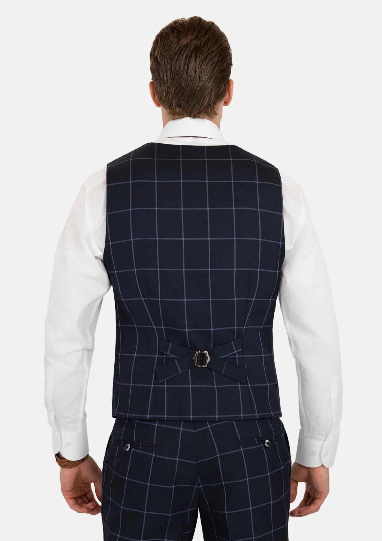 Deep Navy Windowpane Vest sold by Sartoro product image thumbnail 5
