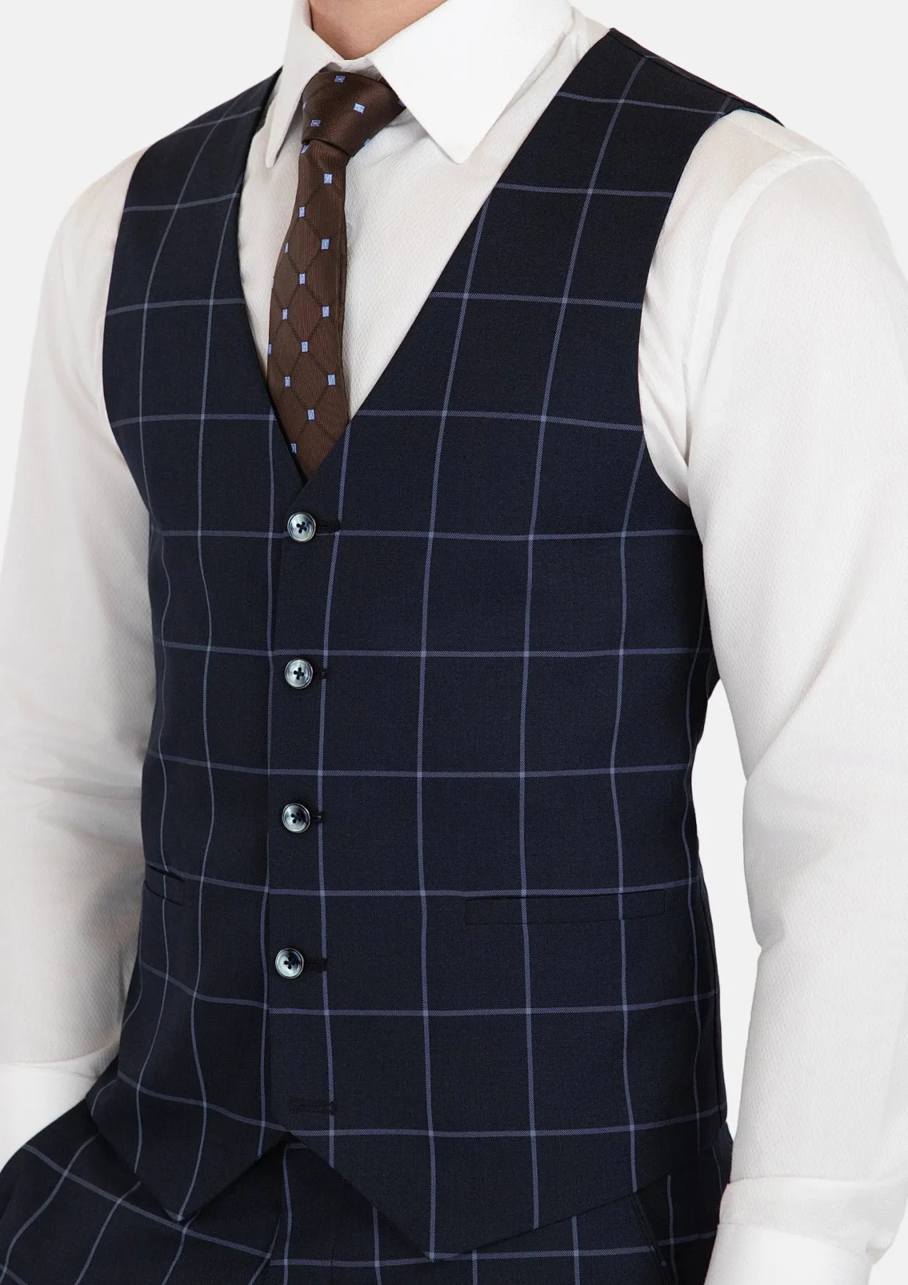 Deep Navy Windowpane Vest sold by Sartoro product image thumbnail 2