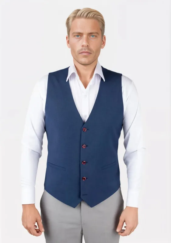 Deep Blue Crosshatch Vest sold by Sartoro