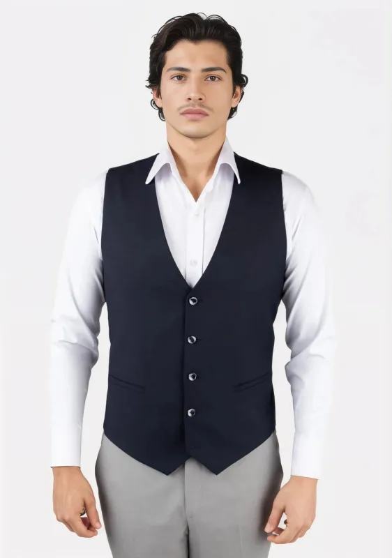 Dark Navy Twill Vest sold by Sartoro