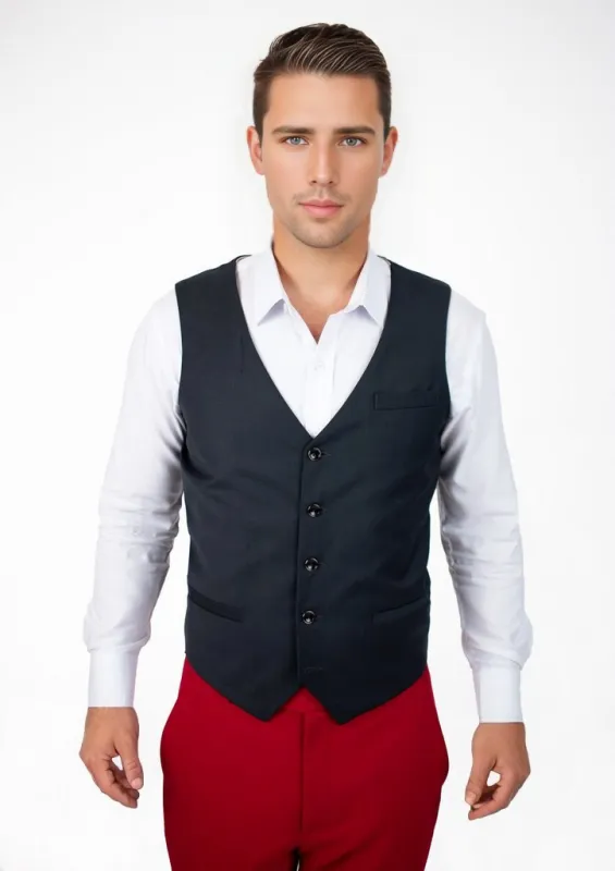 Dark Charcoal Twill Vest made by Sartoro