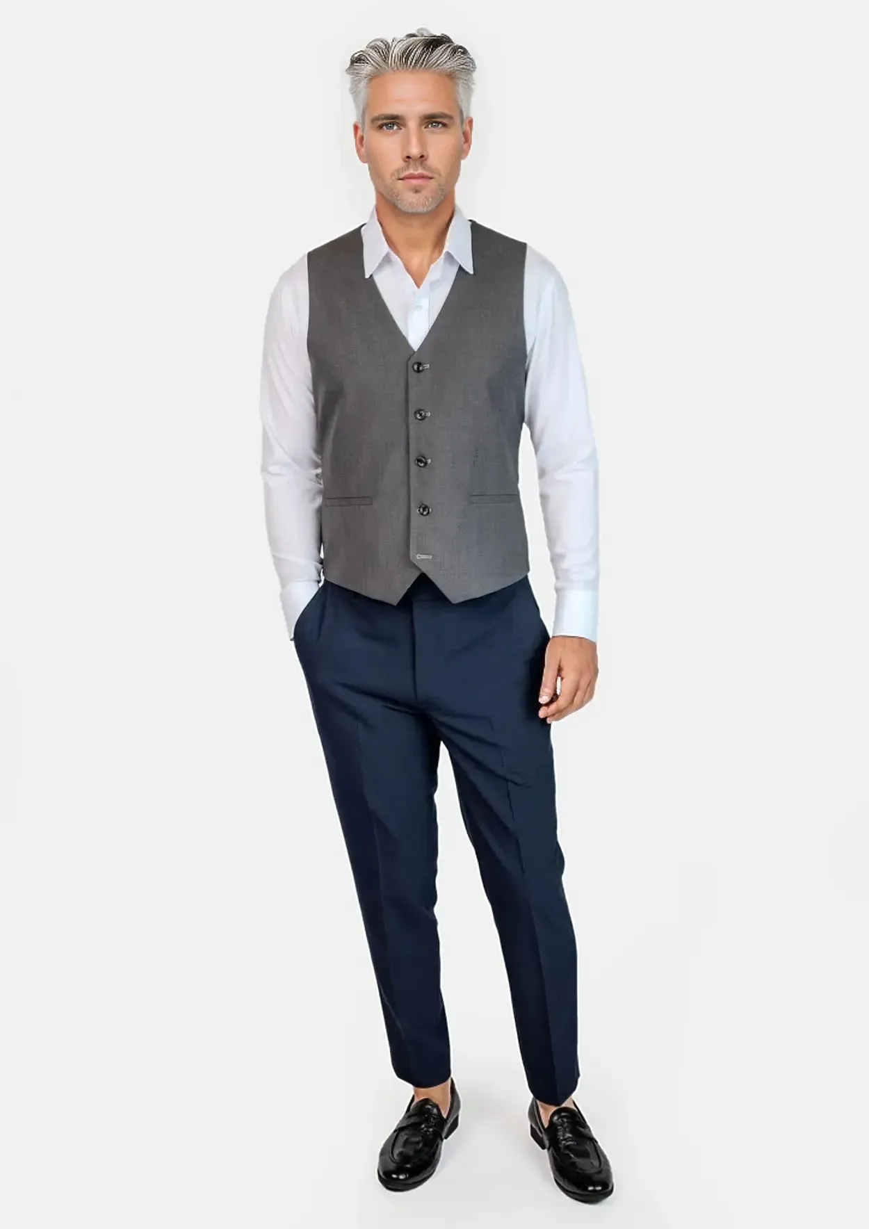 Charcoal Sharkskin Vest sold by Sartoro product image thumbnail 5