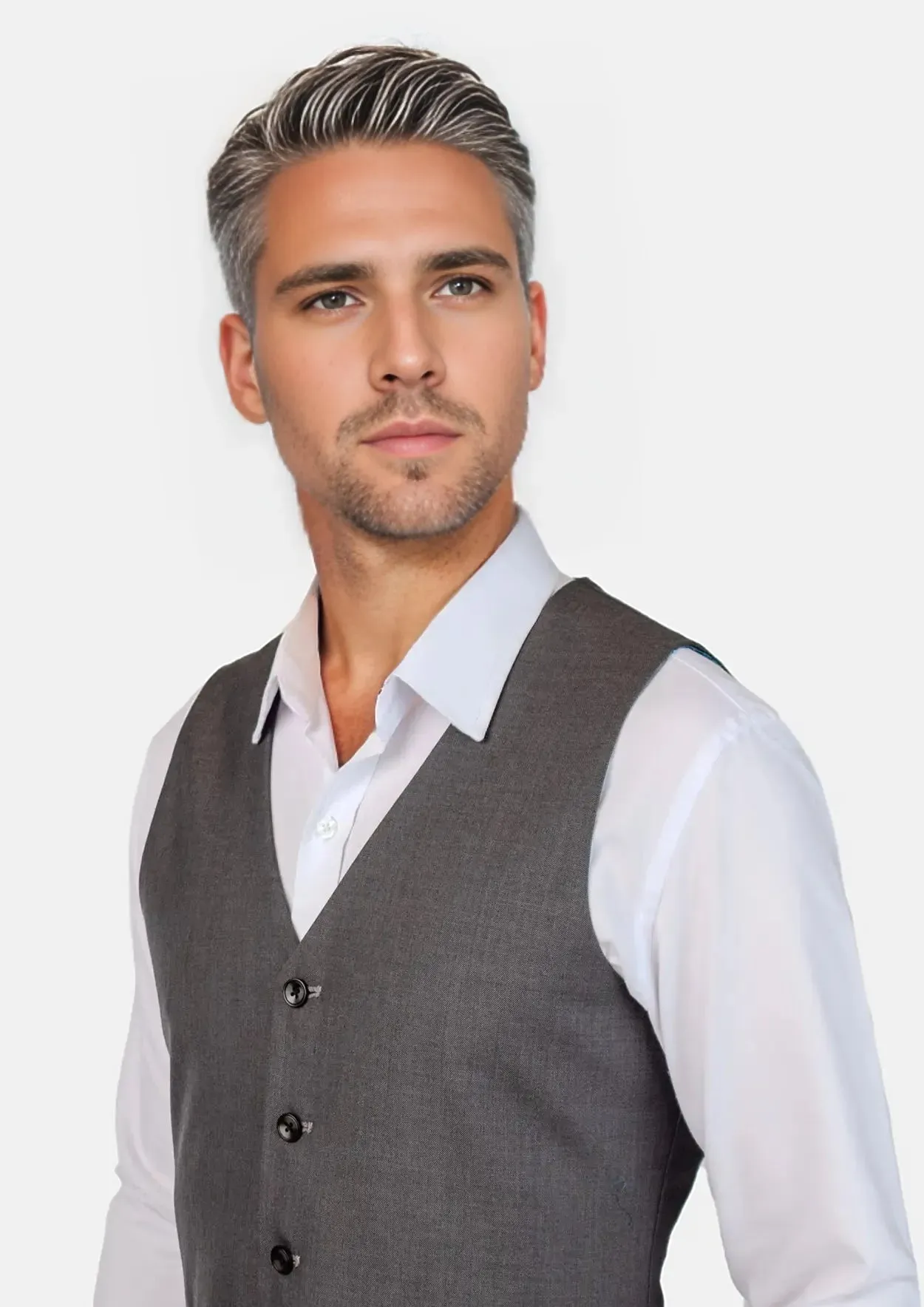 Charcoal Sharkskin Vest sold by Sartoro product image thumbnail 2