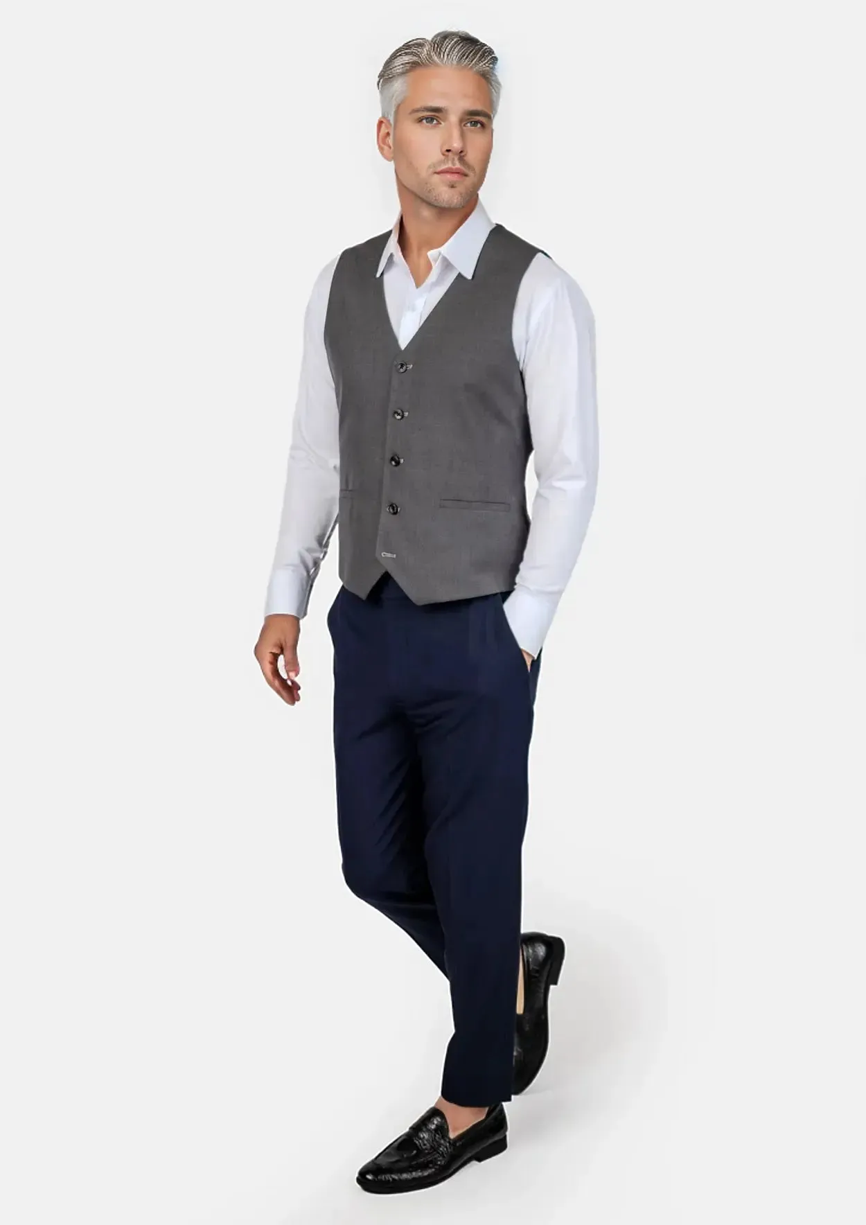 Charcoal Sharkskin Vest sold by Sartoro product image thumbnail 3