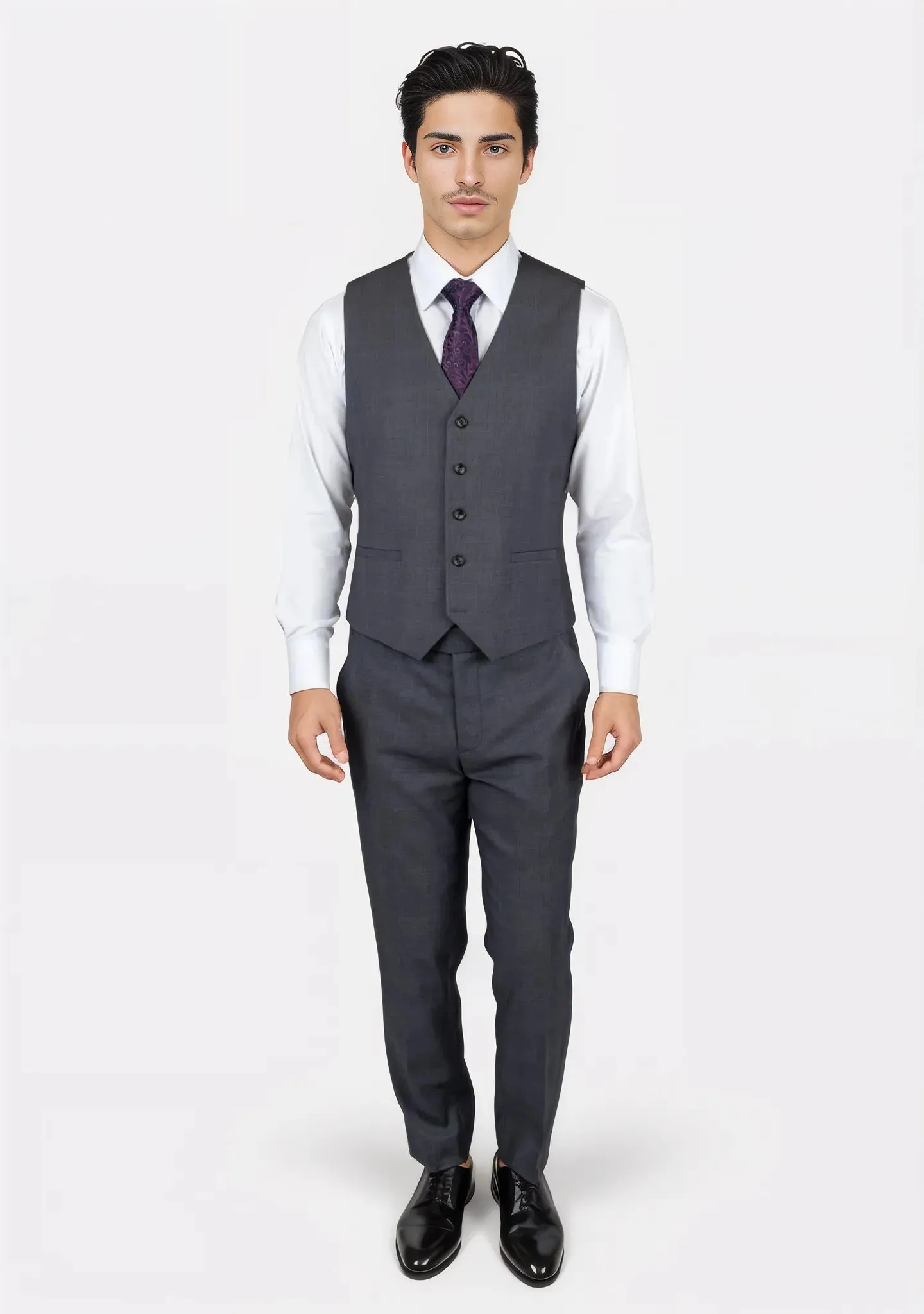 Charcoal Prince of Wales Vest sold by Sartoro product image thumbnail 3