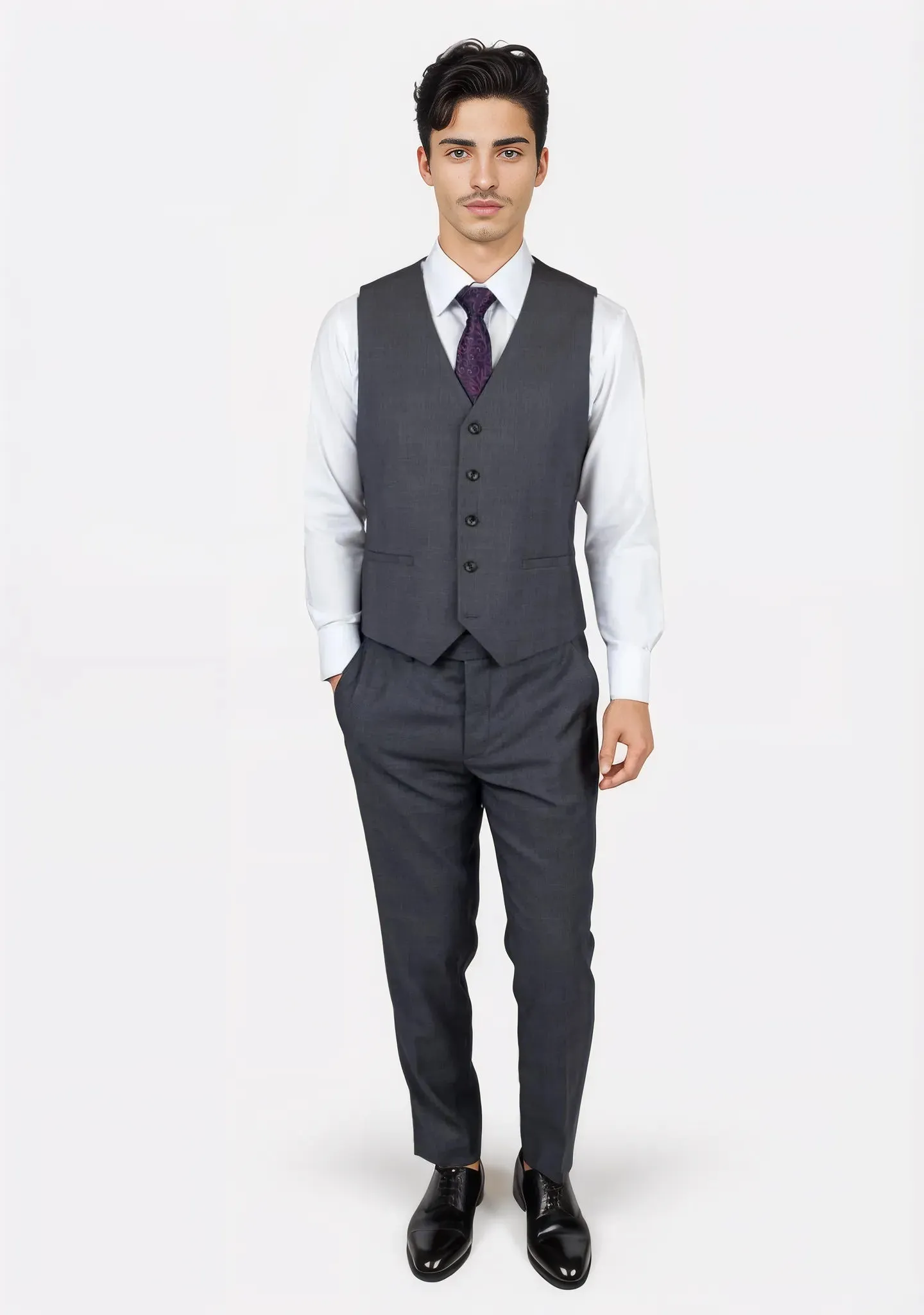 Charcoal Prince of Wales Vest sold by Sartoro product image thumbnail 5