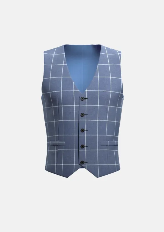 Blue Windowpane Vest sold by Sartoro