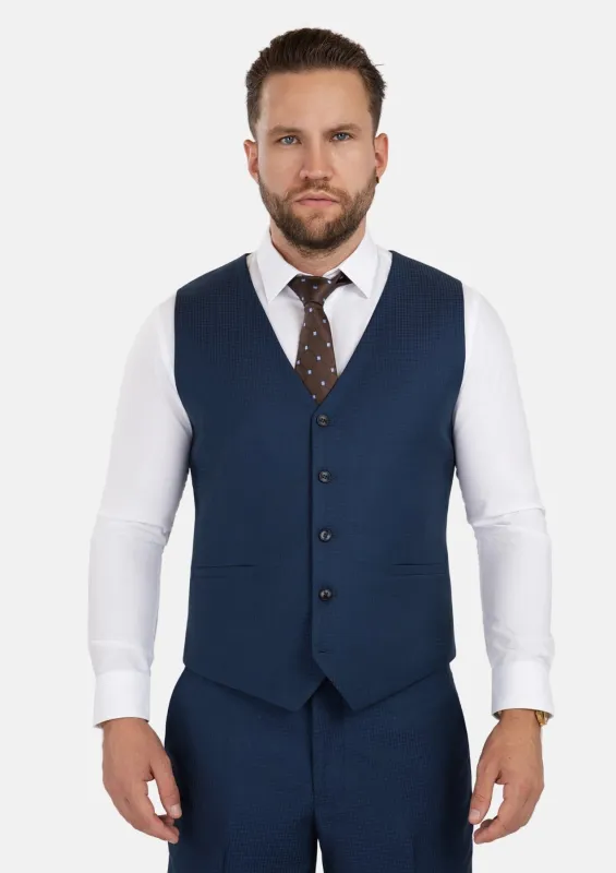 Blue Microcheck Vest sold by Sartoro