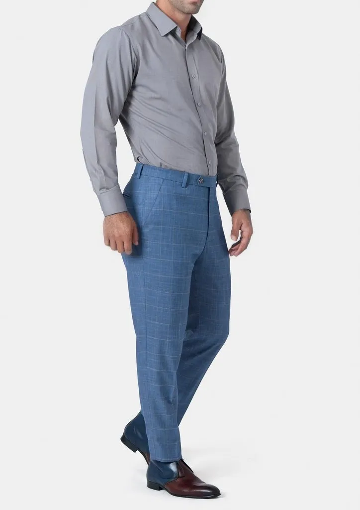 Sky Blue Windowpane Pants sold by Sartoro product image thumbnail 3
