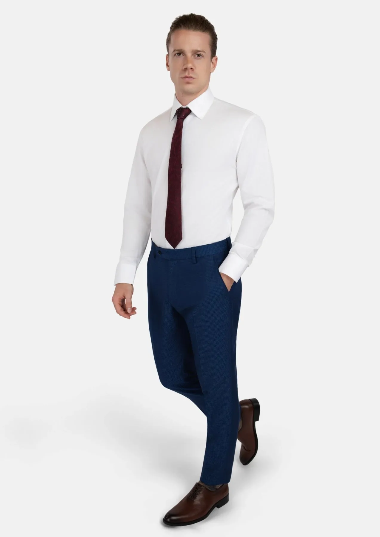 Royal Blue Microcheck Pants sold by Sartoro product image thumbnail 5
