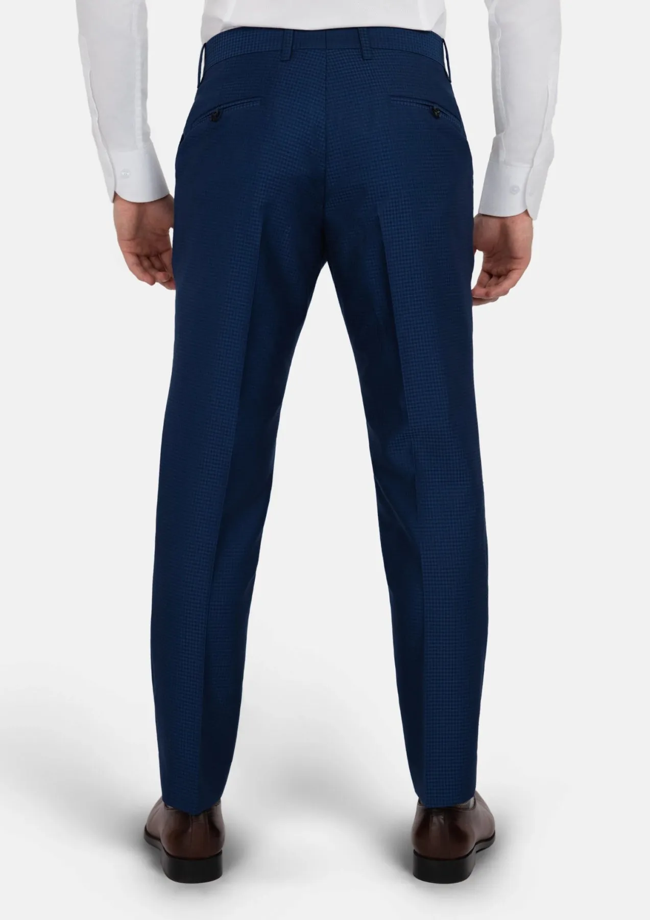 Royal Blue Microcheck Pants sold by Sartoro product image thumbnail 4