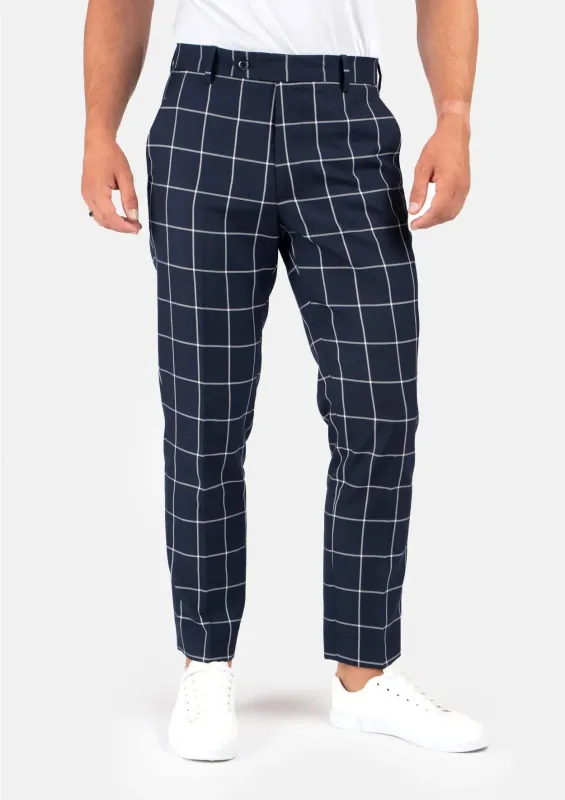 Regal Navy Windowpane Pants sold by Sartoro