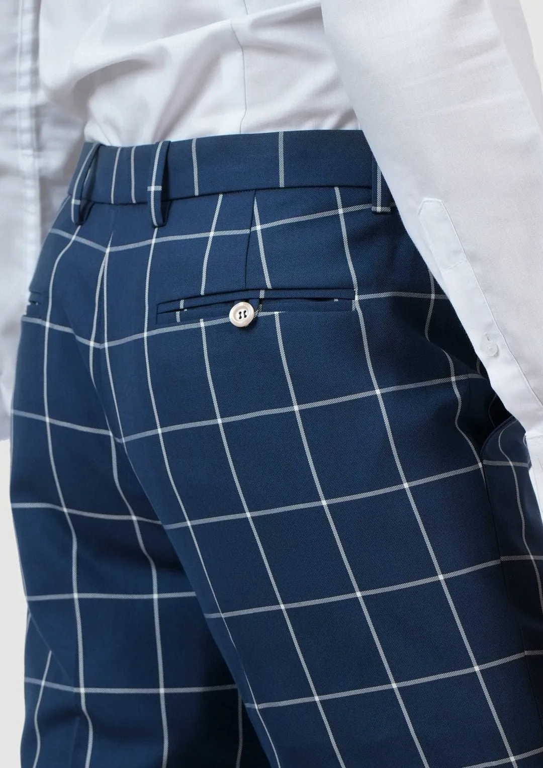 Oxford Blue Windowpane Pants sold by Sartoro product image thumbnail 3