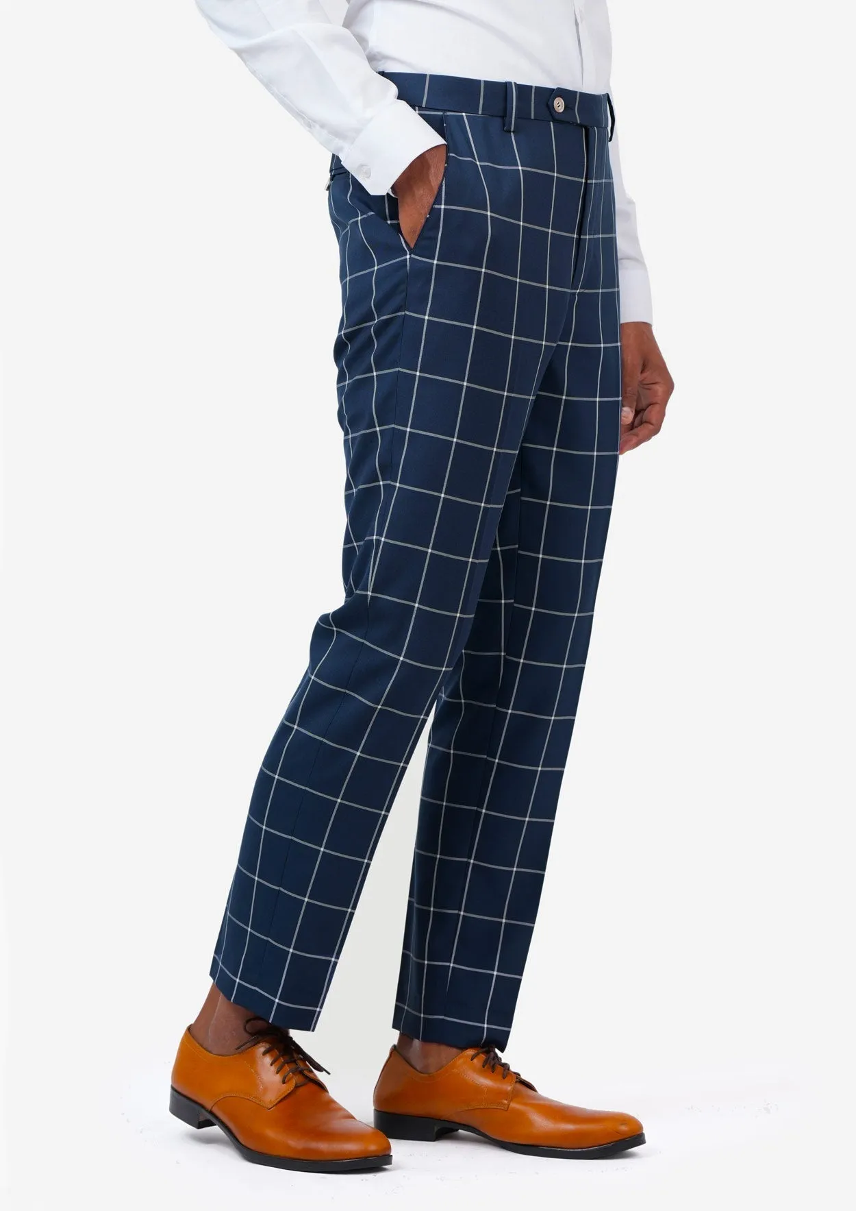 Oxford Blue Windowpane Pants sold by Sartoro product image thumbnail 4