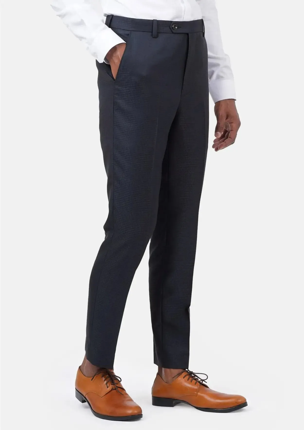 Graphite Blue Microcheck Pants sold by Sartoro product image thumbnail 2