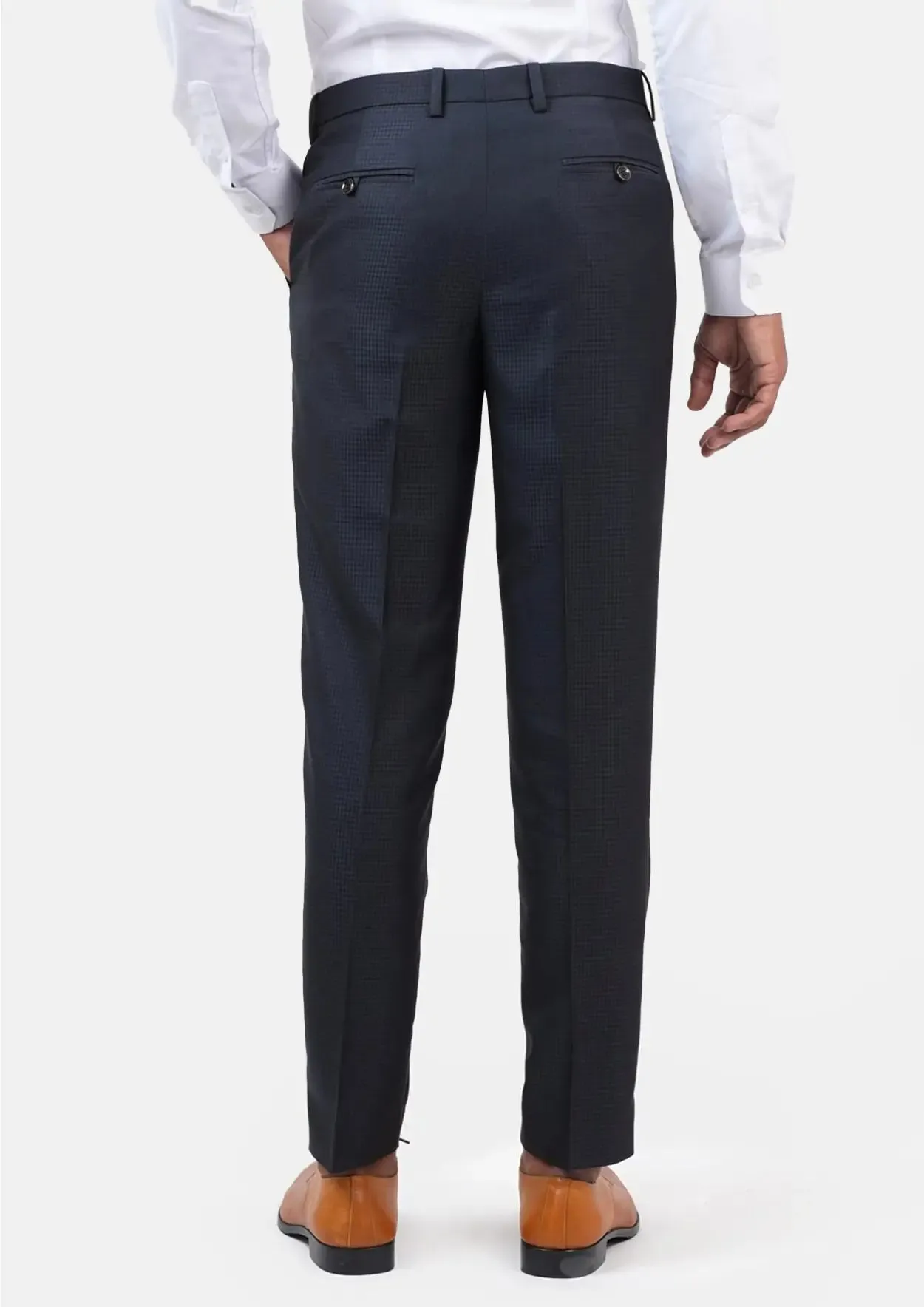 Graphite Blue Microcheck Pants sold by Sartoro product image thumbnail 4