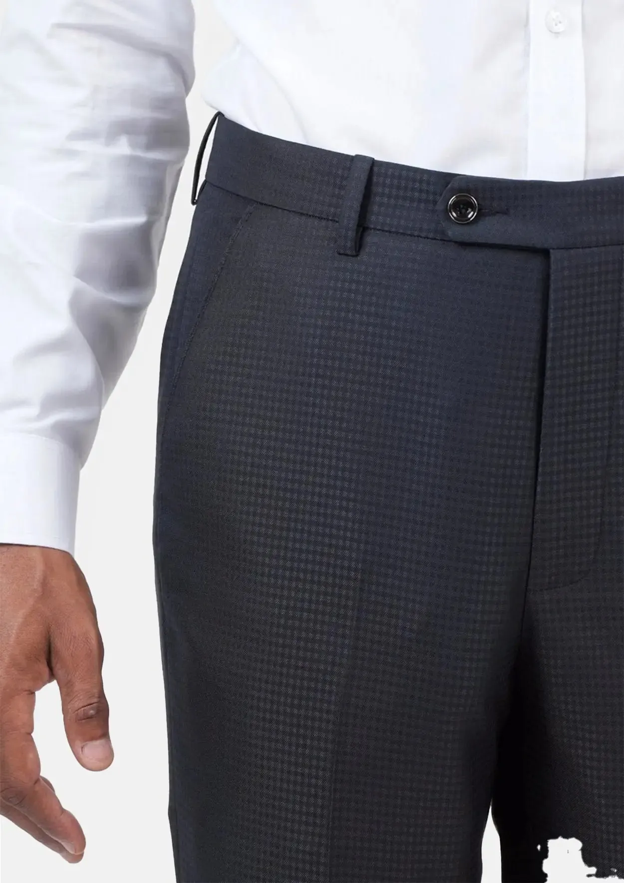 Graphite Blue Microcheck Pants sold by Sartoro product image thumbnail 3