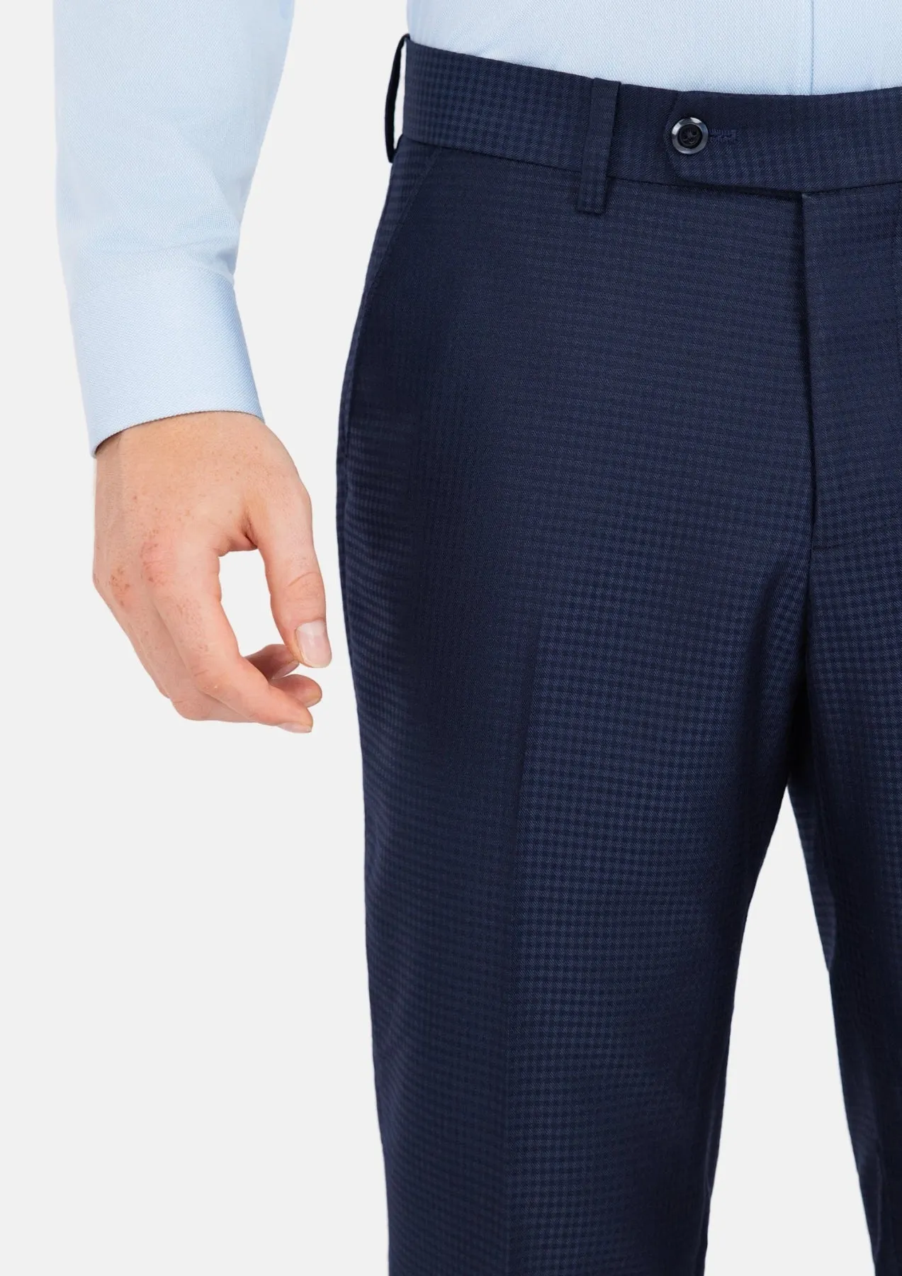 Navy Microcheck Pants sold by Sartoro product image thumbnail 2