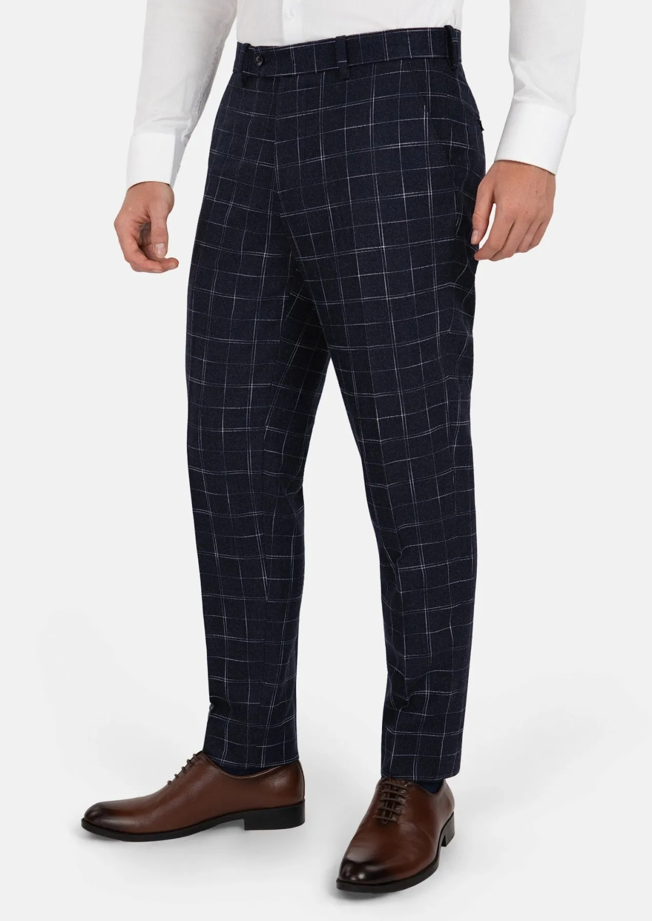 Navy Flannel Windowpane Pants sold by Sartoro product image thumbnail 3