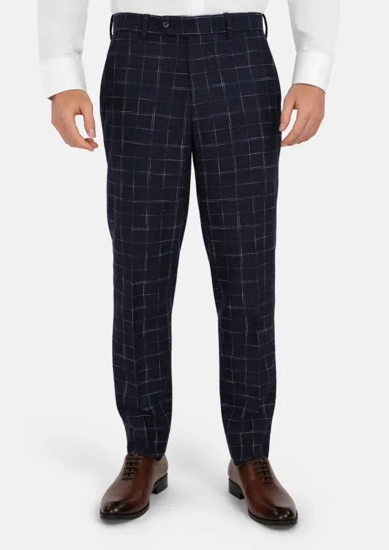 Navy Flannel Windowpane Pants sold by Sartoro