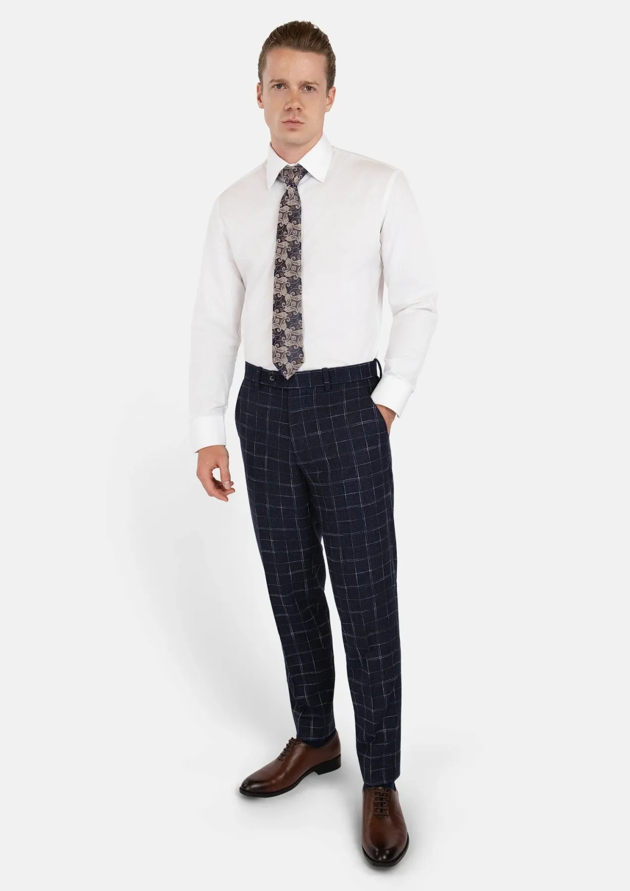 Navy Flannel Windowpane Pants sold by Sartoro product image thumbnail 4