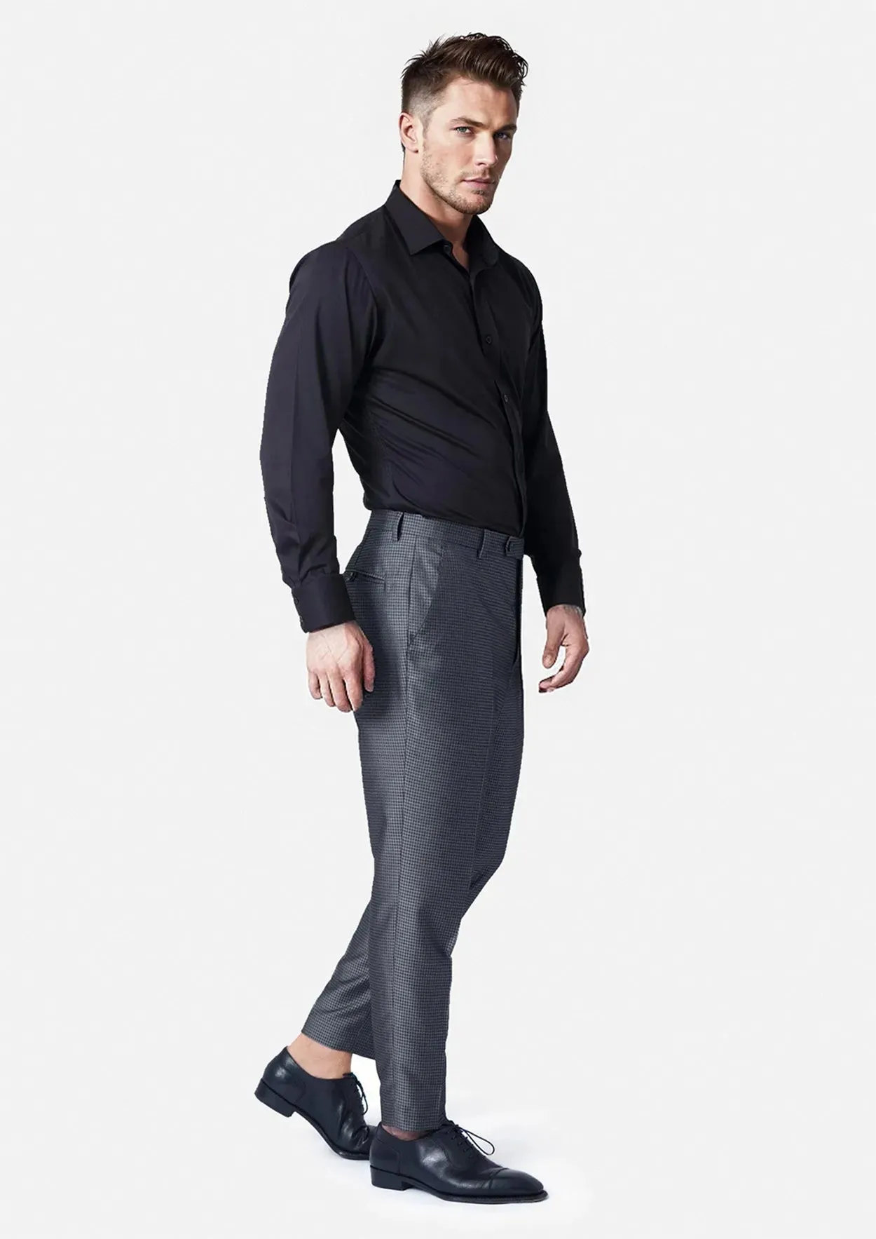 Grey Microcheck Pants sold by Sartoro product image thumbnail 3