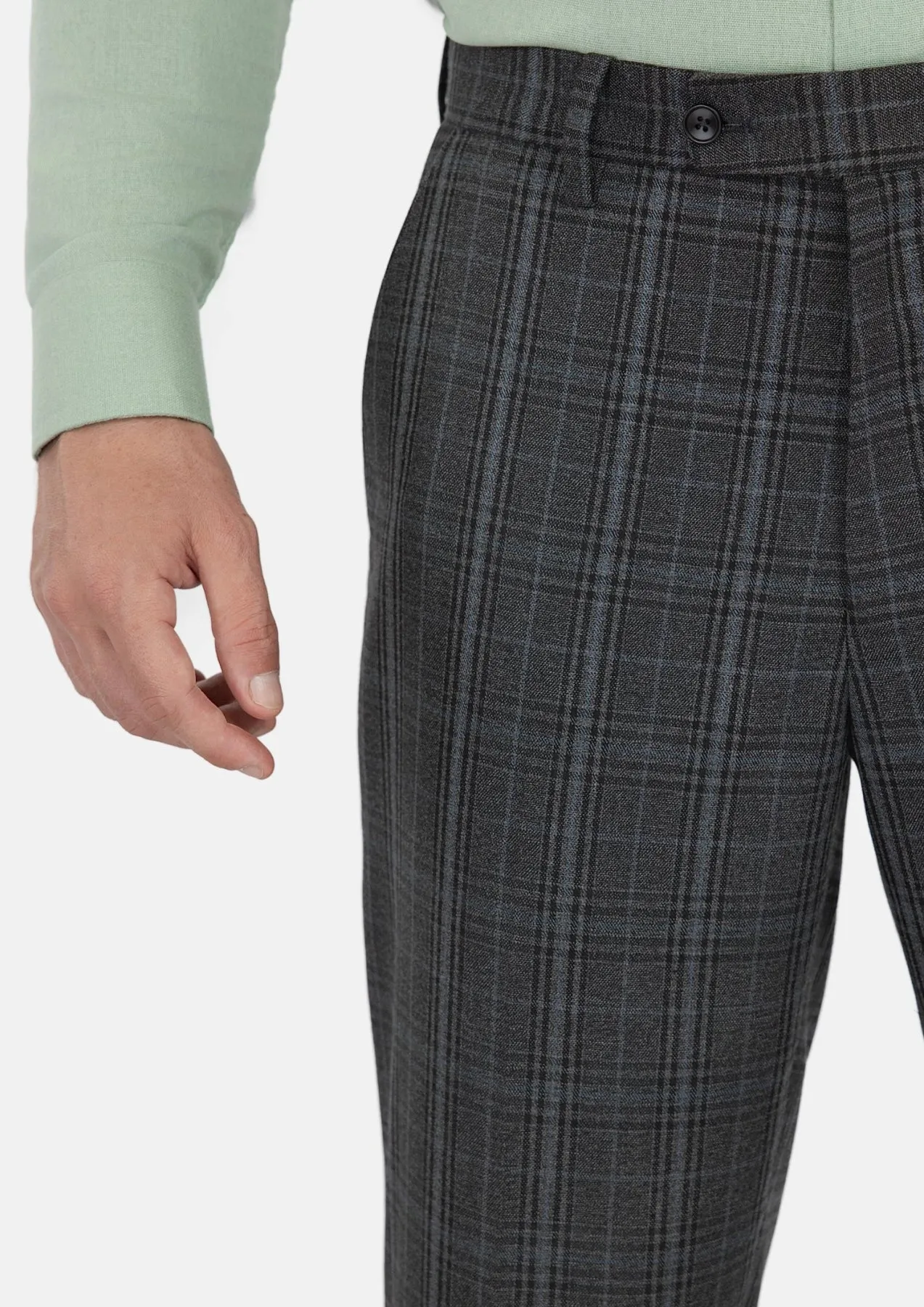 Grey Two-Tone Plaid Pants sold by Sartoro product image thumbnail 2