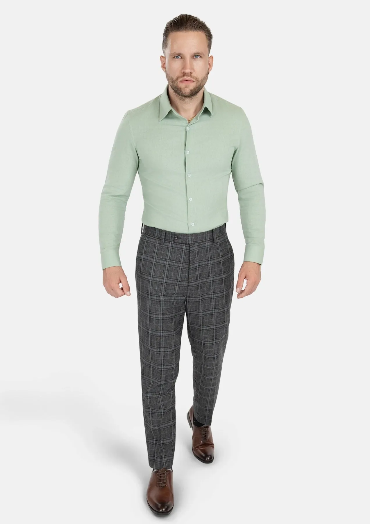Grey Two-Tone Plaid Pants sold by Sartoro product image thumbnail 5